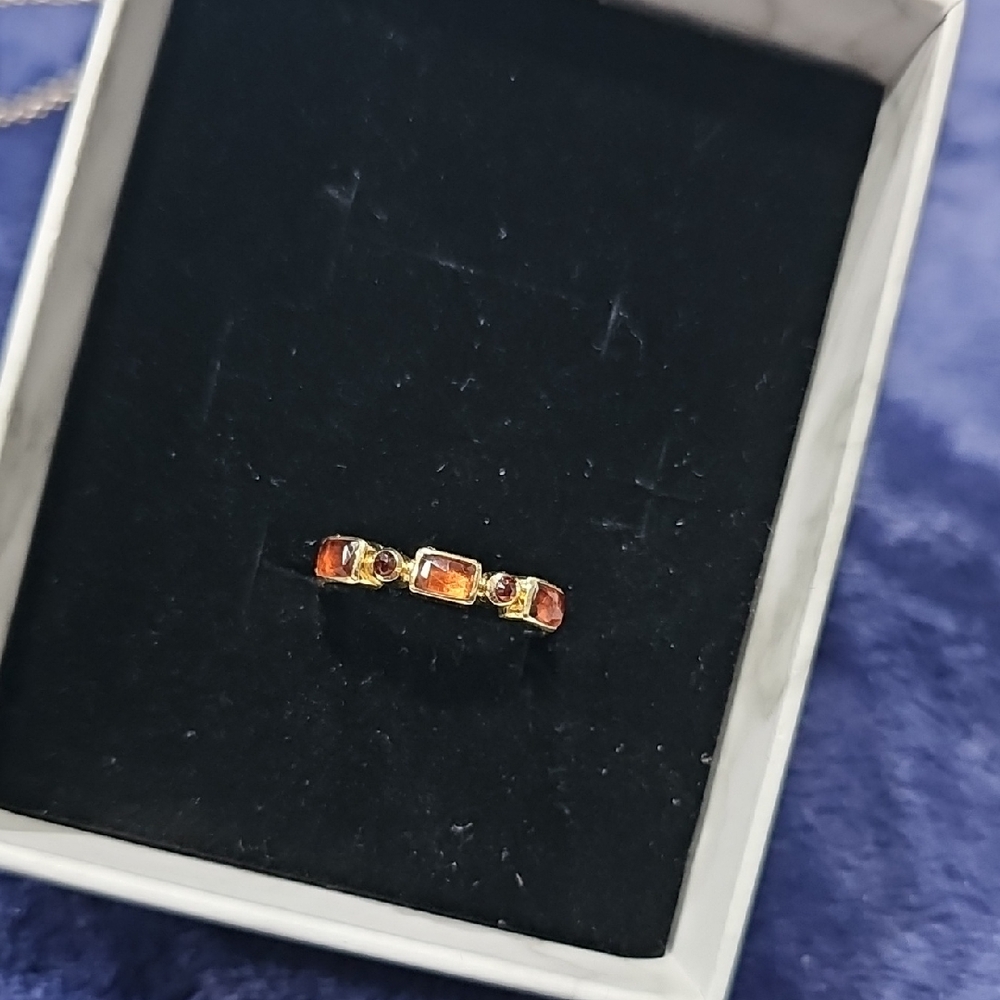 Elegant Gold and Orange Garnet  Ring